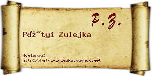 Pétyi Zulejka névjegykártya